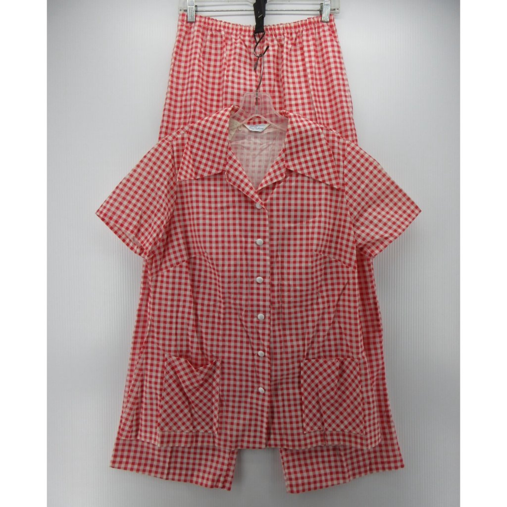 Vgt Sears Sleepwear Large Top Pants Cottagecore Lounge Gingham 70s